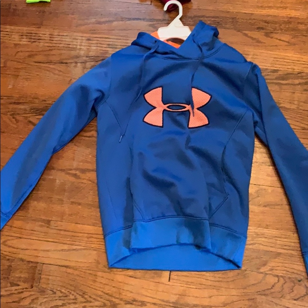 Cold gear under armour hoodie orange and blue